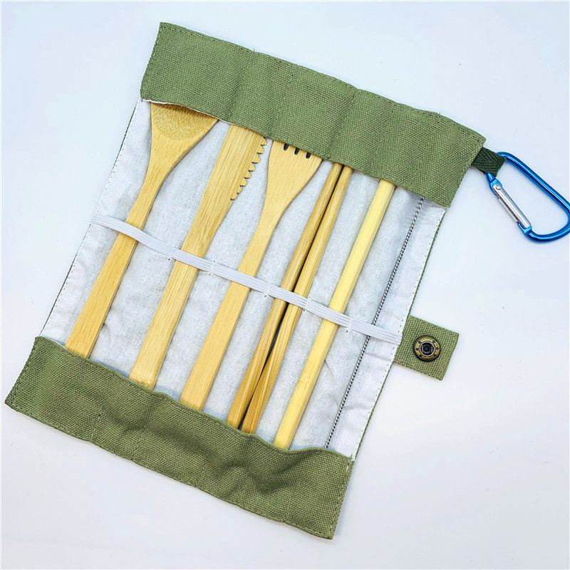 Portable Eco-Friendly Bamboo Flatware Set 7PCS