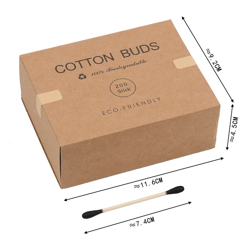 200-pack Double Head Cotton Swab Bamboo Sticks