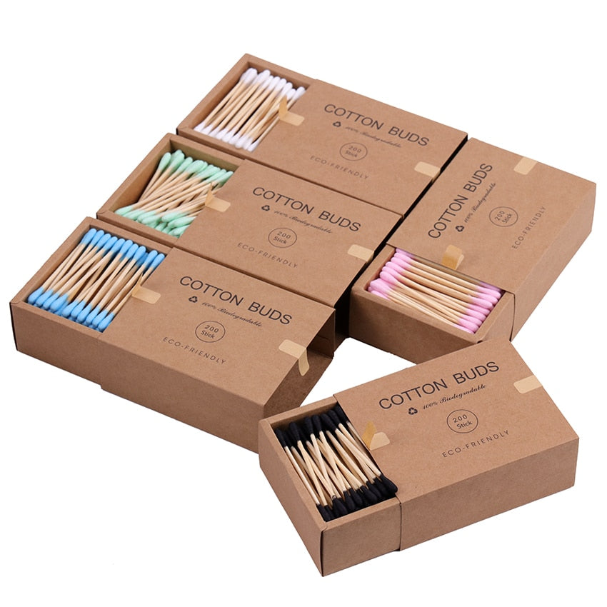 200-pack Double Head Cotton Swab Bamboo Sticks