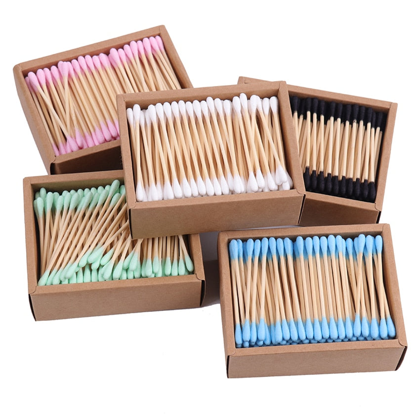 200PCS Double Head Cotton Swab Bamboo Sticks