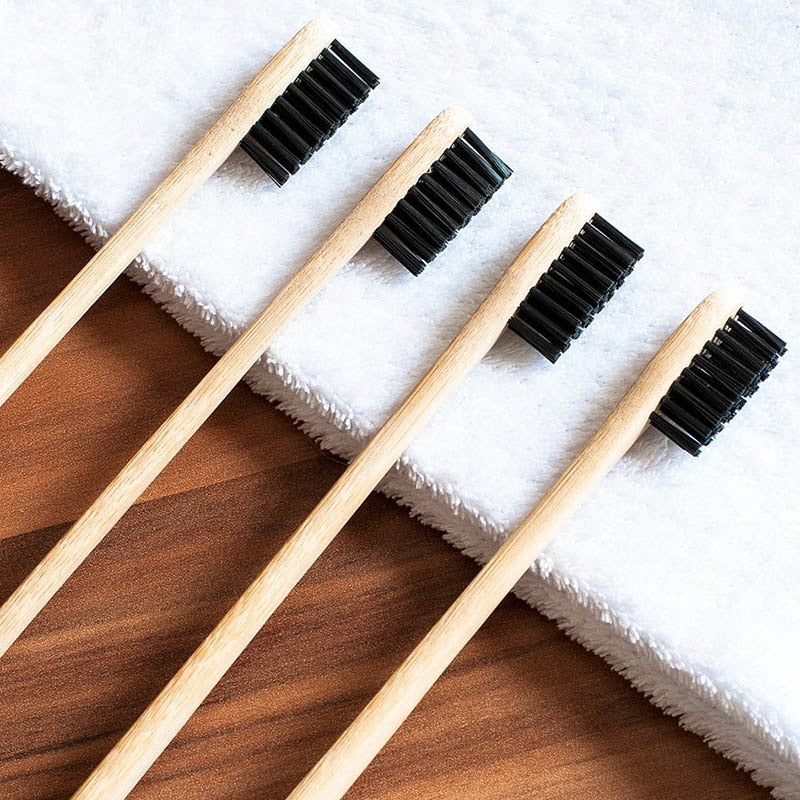 Bamboo Toothbrush with Black Charcoal Bristles