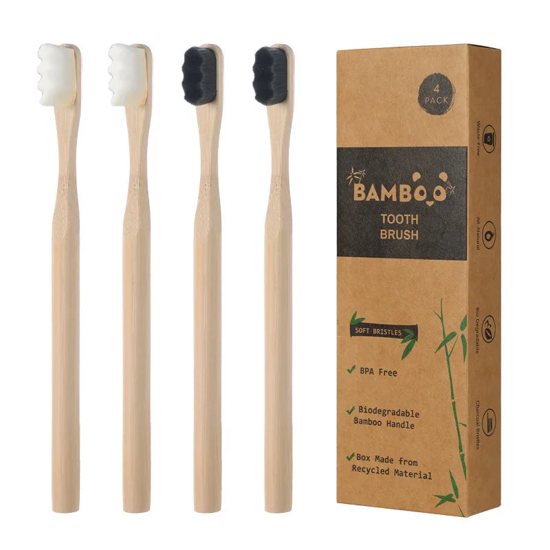4Pcs Eco-Friendly Bamboo Toothbrush Set