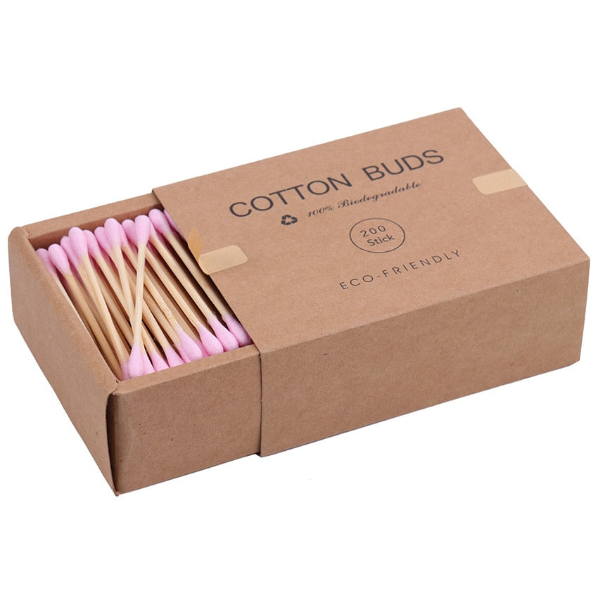 200-pack Double Head Cotton Swab Bamboo Sticks