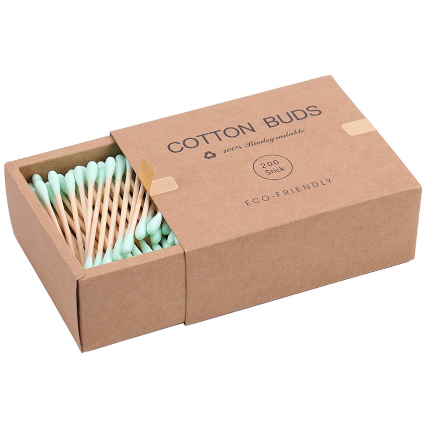 200-pack Double Head Cotton Swab Bamboo Sticks