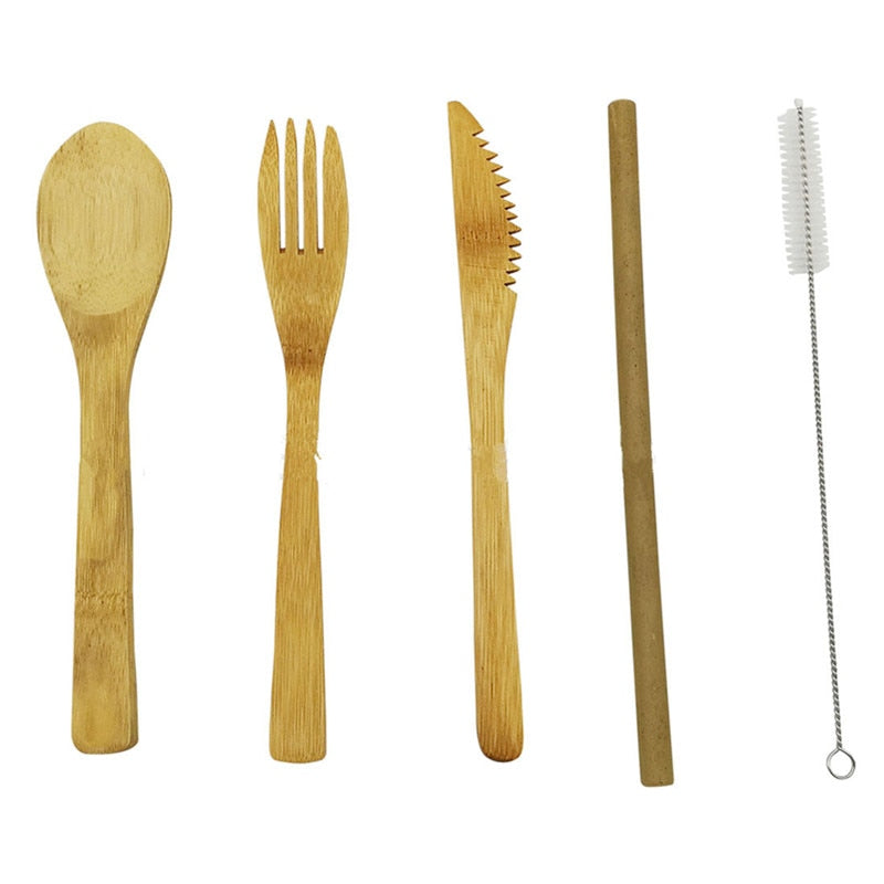6-Pcs Japanese Wooden Dinnerware Set