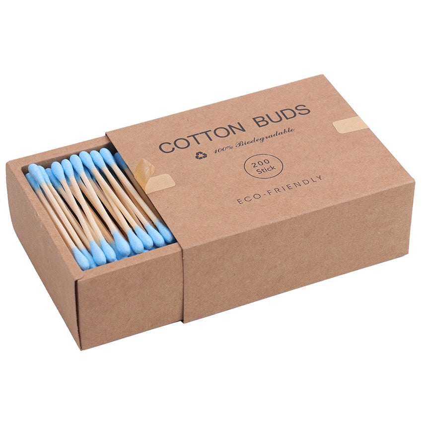 200-pack Double Head Cotton Swab Bamboo Sticks