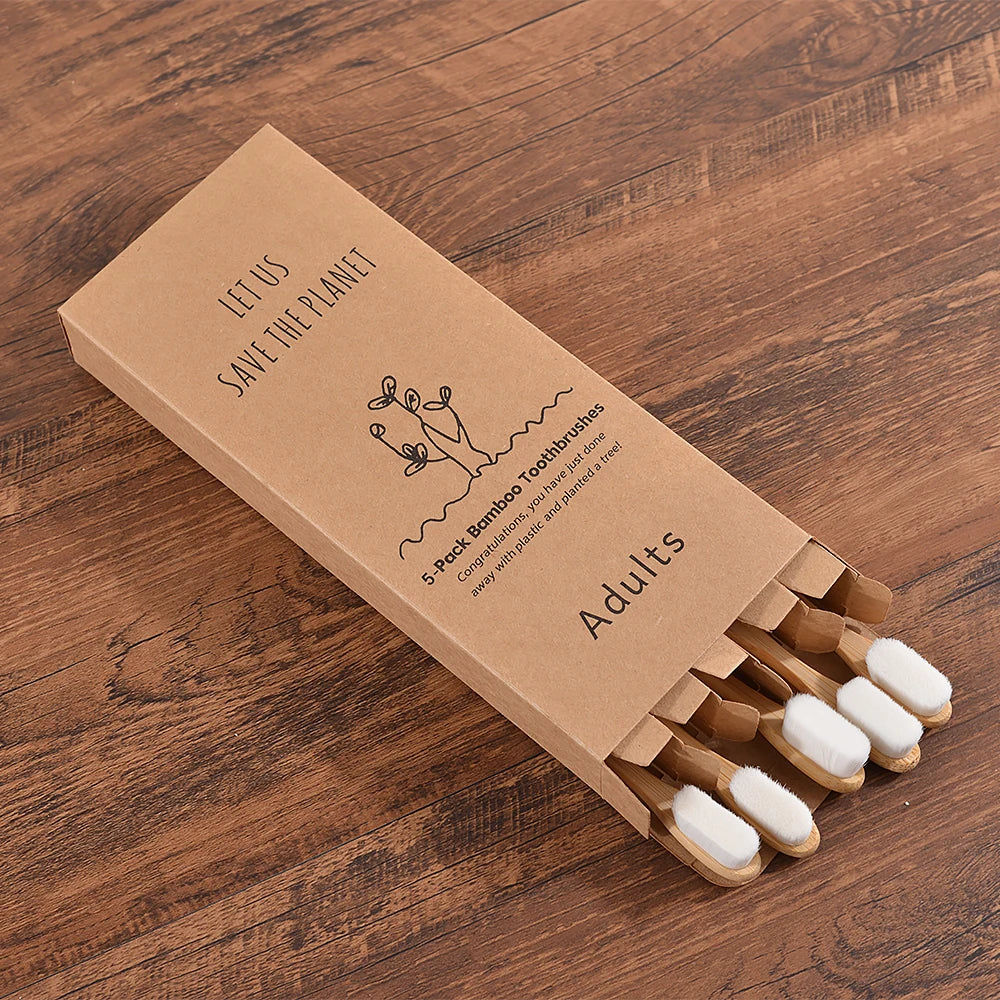 5-pack Ultra Fine Soft Bamboo Toothbrush Set