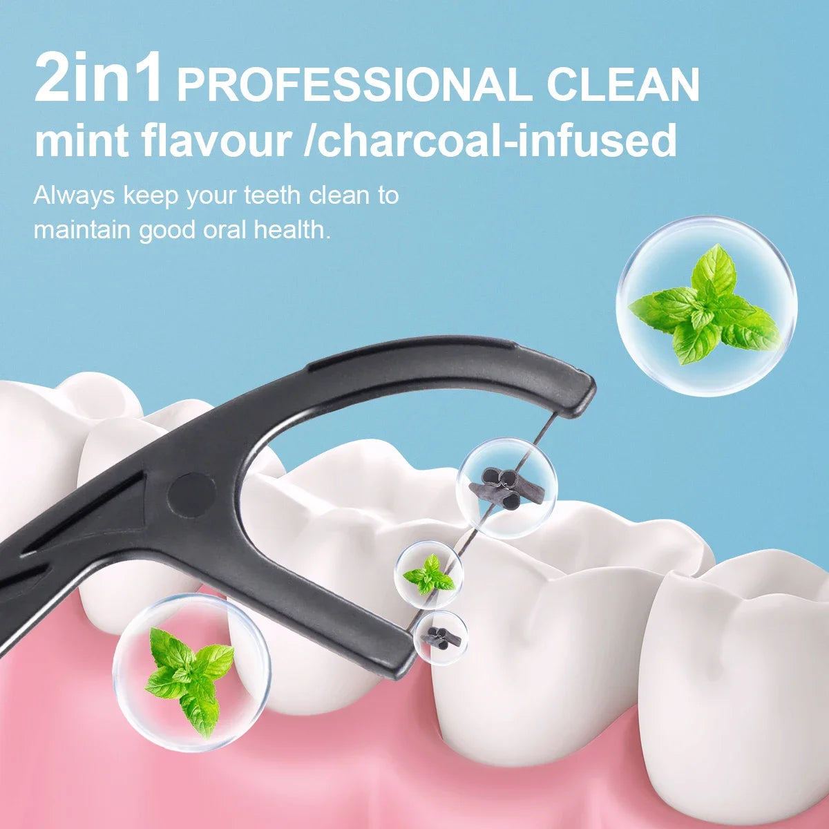 Large Mouthed Mint Bamboo Charcoal Dental Floss