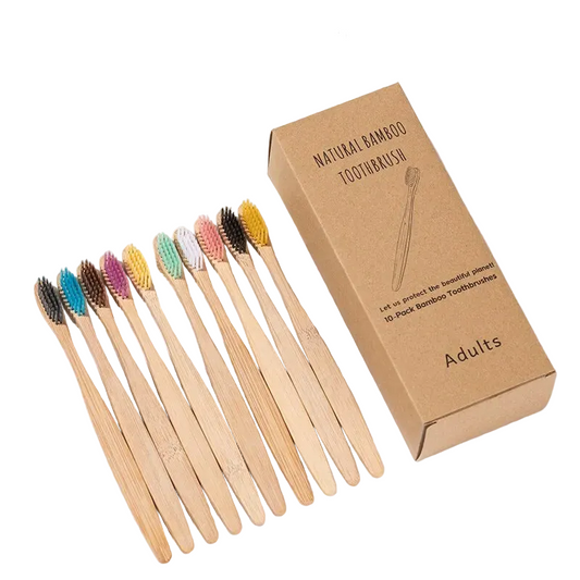 Natural Bamboo Toothbrush Set (10-Pack)
